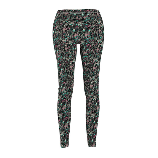 Digital Dreamland Tech-Inspired Streetwear Women's Cut & Sew Casual Leggings - 8404 Design-51