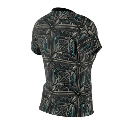 Tech Noir Futuristic Tech Aesthetic with a Dark Twist Women's Cut & Sew Tee - 8404 Design-59