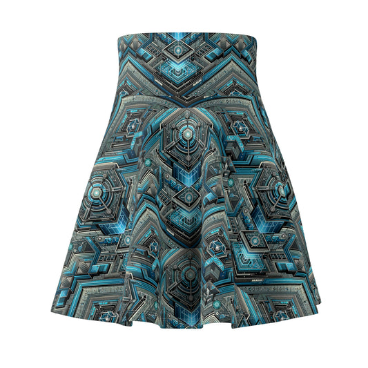 Tech-Infused Futurism Sleek Tech Edge Women's Skater Skirt - 8404 Design-49