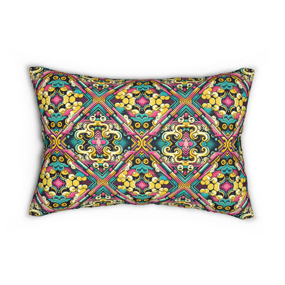 Neon Pop Art Revival Pop Culture Retro Spun Polyester Lumbar Pillow - 8404 Design-59 B