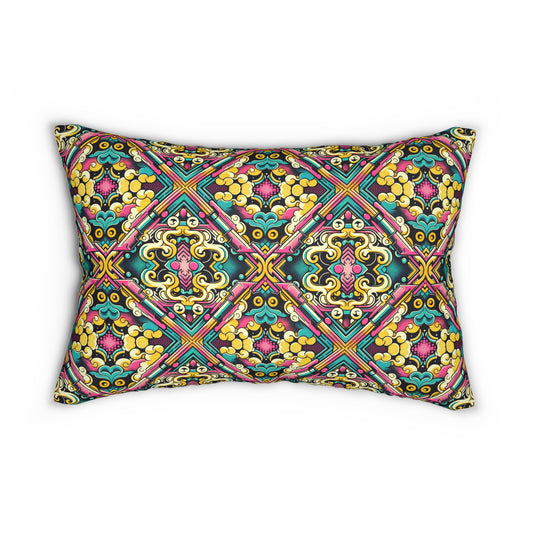 Neon Pop Art Revival Pop Culture Retro Spun Polyester Lumbar Pillow - 8404 Design-59 B