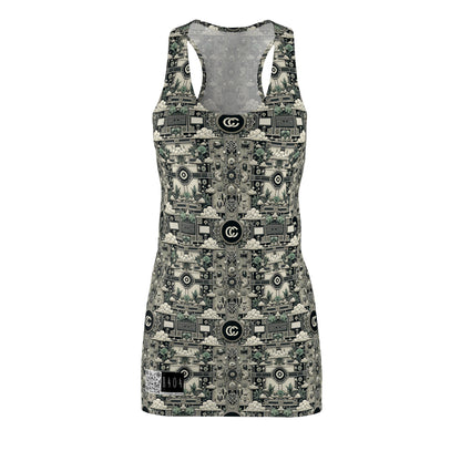 Cyber Garden Party Tech Garden Extravaganza Women's Cut & Sew Racerback Dress - 8404 Design-54