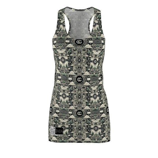 Cyber Garden Party Tech Garden Extravaganza Women's Cut & Sew Racerback Dress - 8404 Design-54