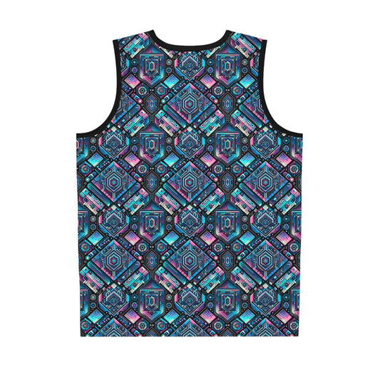 Digital Dreamland Futuristic Tech Aesthetic Basketball Jersey - 8404 Design-46