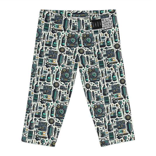 Tech Utility Fusion Modern Tech Streetwear Women's Capri Leggings - 8404 Design-53