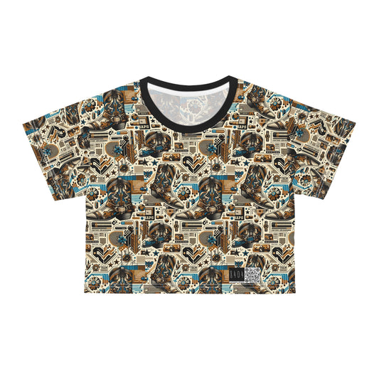 Digital Cowboy Chic Tech-Infused Western Fusion Crop Tee - 8404 Design-45
