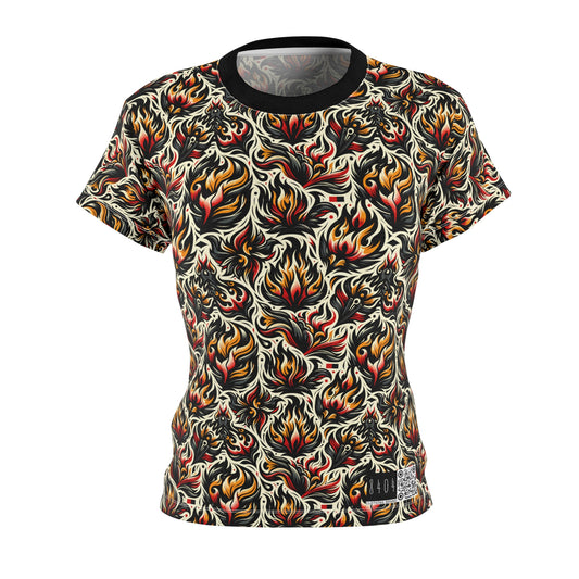 Fire & Flames Bold Streetwear Statement Women's Cut & Sew Tee - 8404 Design-57