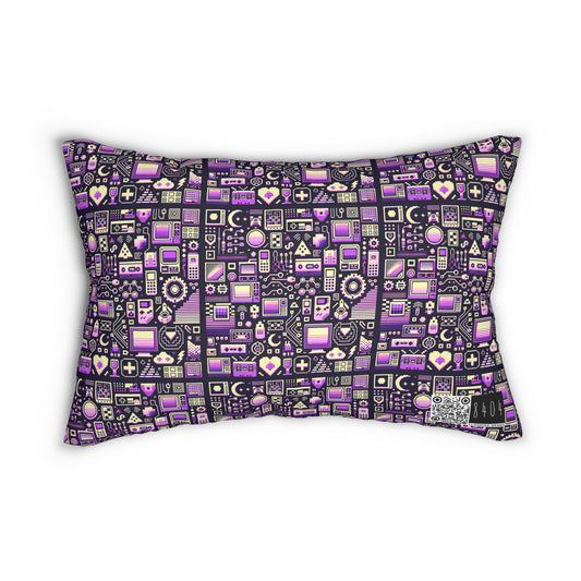 Digital Nostalgia Remix Modern Vintage Fusion Spun Polyester Lumbar Pillow - 8404 Design-54 B