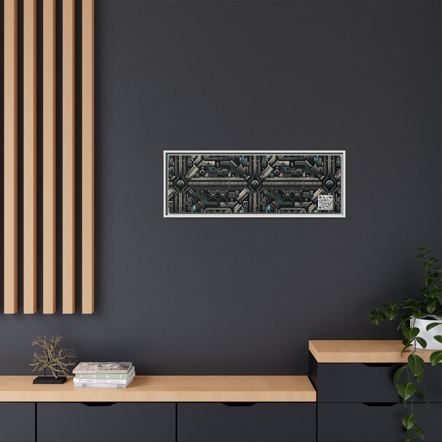 Tech Noir Futuristic Tech Aesthetic with a Dark Twist Matte Canvas, Framed (multi-color) - 8404 Design-59 B