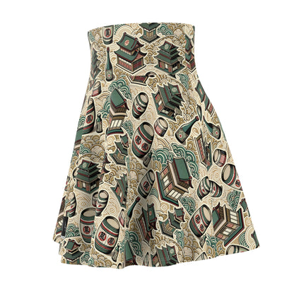 Cultural Artisanal Fusion Contemporary Cultural Elegance Women's Skater Skirt - 8404 Design-68
