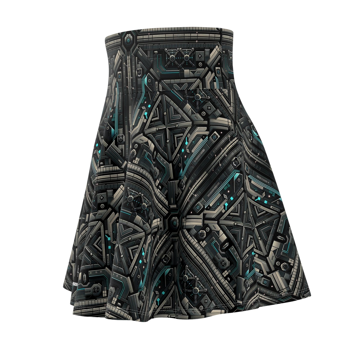 Tech Noir Futuristic Tech Aesthetic with a Dark Twist Women's Skater Skirt - 8404 Design-59