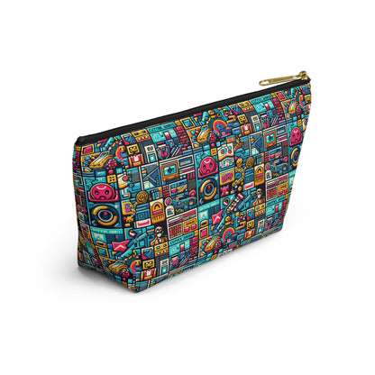 Digital Pop Culture Mashup Maximalist Pop Accessory Pouch W T-bottom - 8404 Design-47