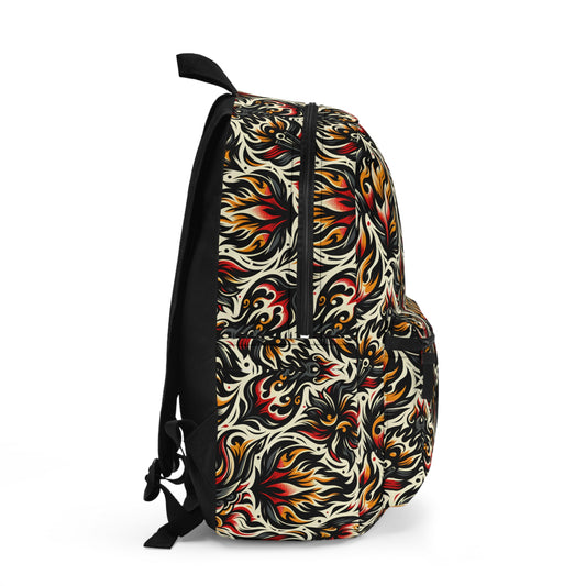 Fire & Flames Bold Streetwear Statement Backpack - 8404 Design-57