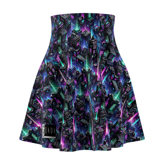 Tech Noir Graphics Futuristic Tech Aesthetics Women's Skater Skirt - 8404 Design-55