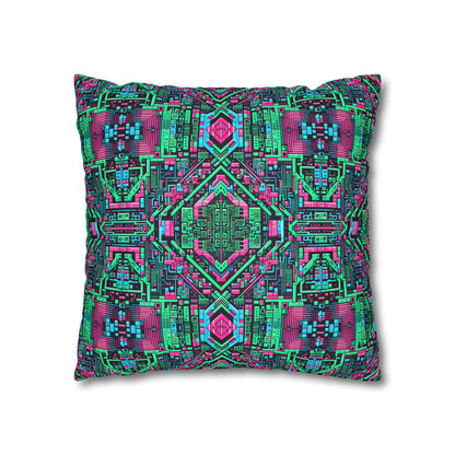 Digital Glitch Vibes Tech-Inspired Streetwear Faux Suede Square Pillowcase - 8404 Design-71
