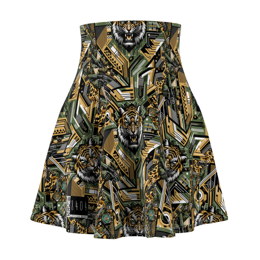 Neo-Camo Fusion Tech-Forward Streetwear Women's Skater Skirt - 8404 Design-58