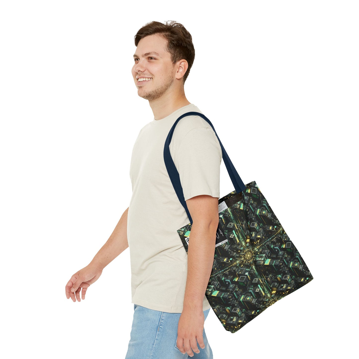 Tech Noir Graphics Tech-Inspired Streetwear Tote Bag - 8404 Design-66