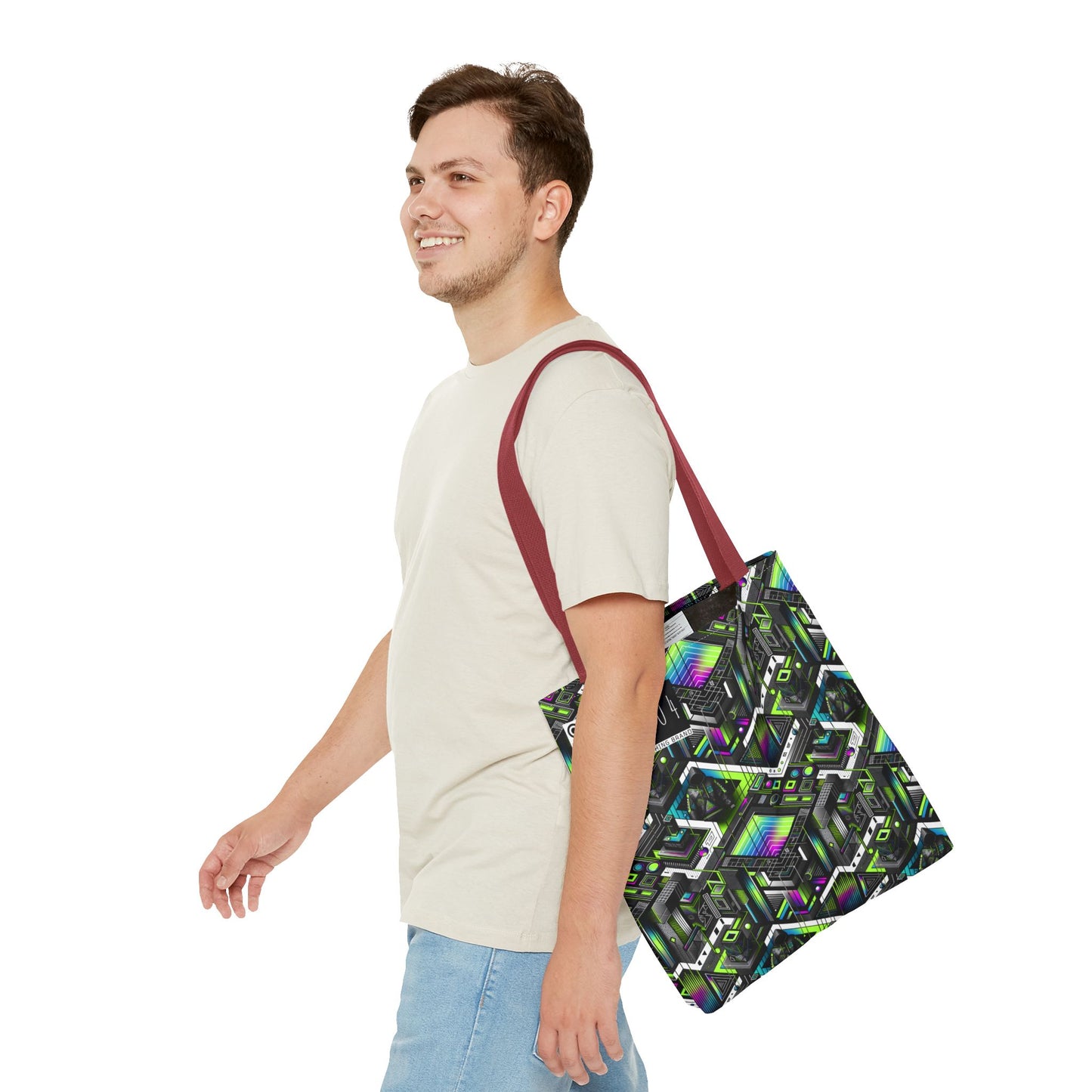 Retro Futurism Graphics Tech-Forward Streetwear Tote Bag - 8404 Design-52