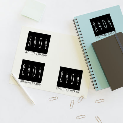 8404 Logo Sticker Sheets - Holographic, Transparent, or White - 6 In. X 4 In. or 11 In. X 8.5 In. - 1 Sheet of 4 Stickers