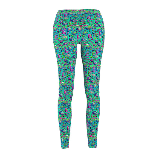 Y2k Revival Nostalgic Futurism Women's Cut & Sew Casual Leggings - 8404 Design-48