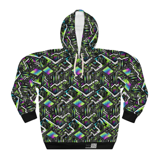 Retro Futurism Graphics Tech-Forward Streetwear Pullover Hoodie - 8404 Design-52