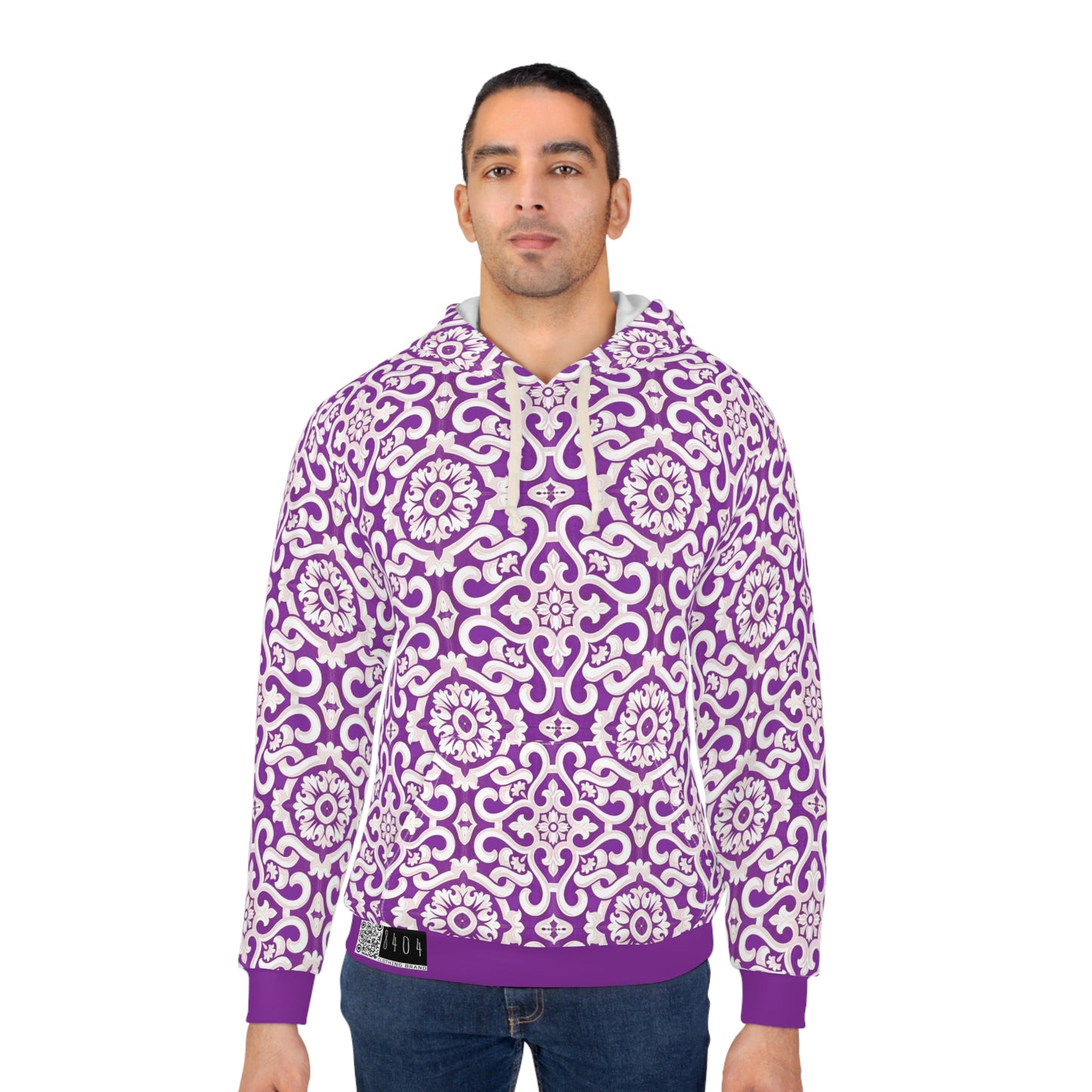 8404 Unisex Adult's "Elegant Mosaic" Fashion Pullover Hoodie in Violet