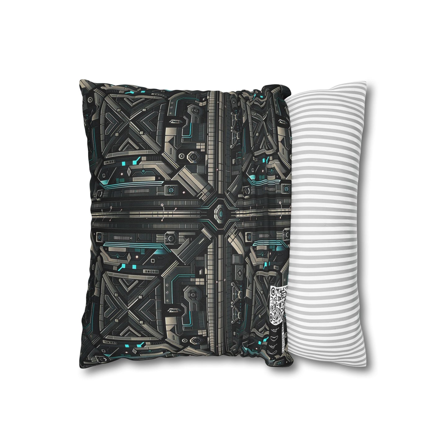 Tech Noir Futuristic Tech Aesthetic with a Dark Twist Spun Polyester Square Pillowcase - 8404 Design-59