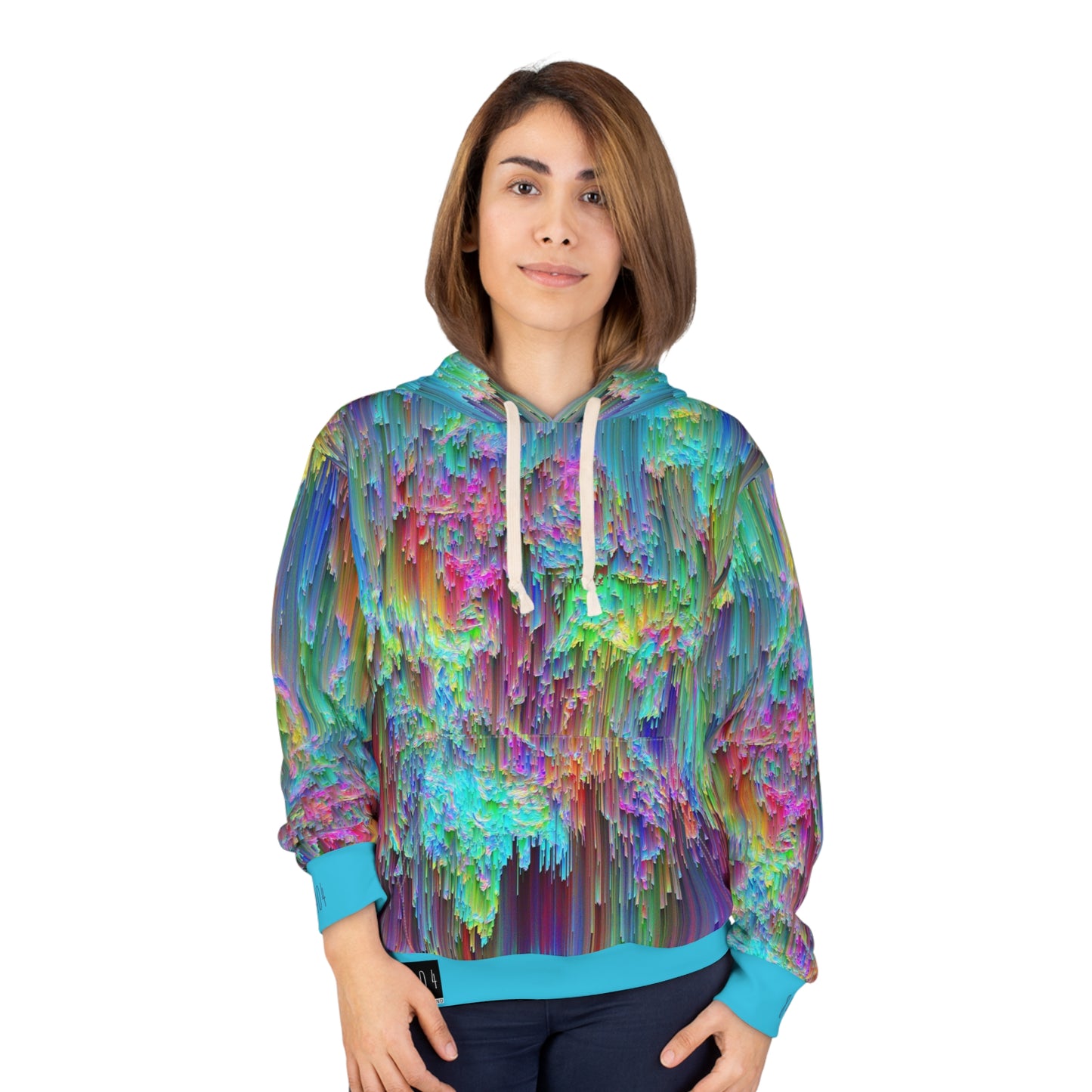 8404's Unisex Adult "Trippy Rainfall in Teal" Fashion Pullover Hoodie