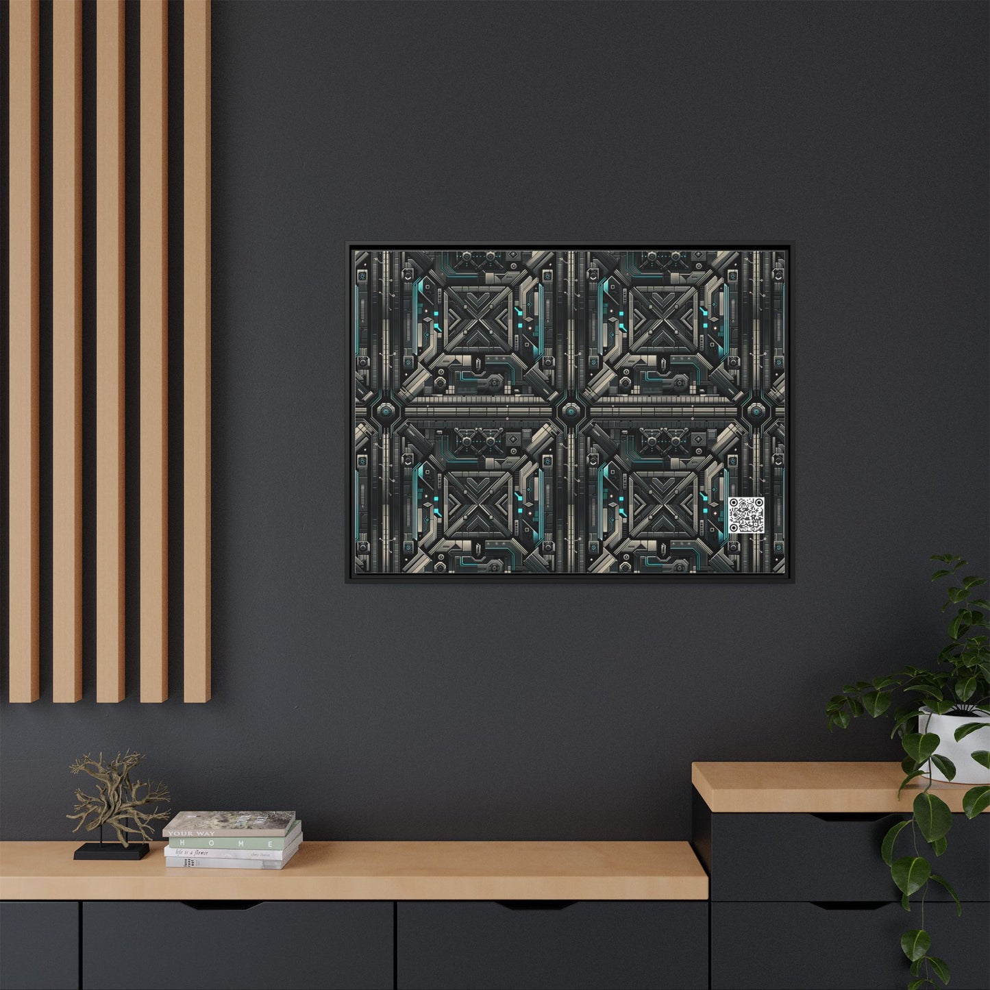 Tech Noir Futuristic Tech Aesthetic with a Dark Twist Matte Canvas, Framed (multi-color) - 8404 Design-59 A
