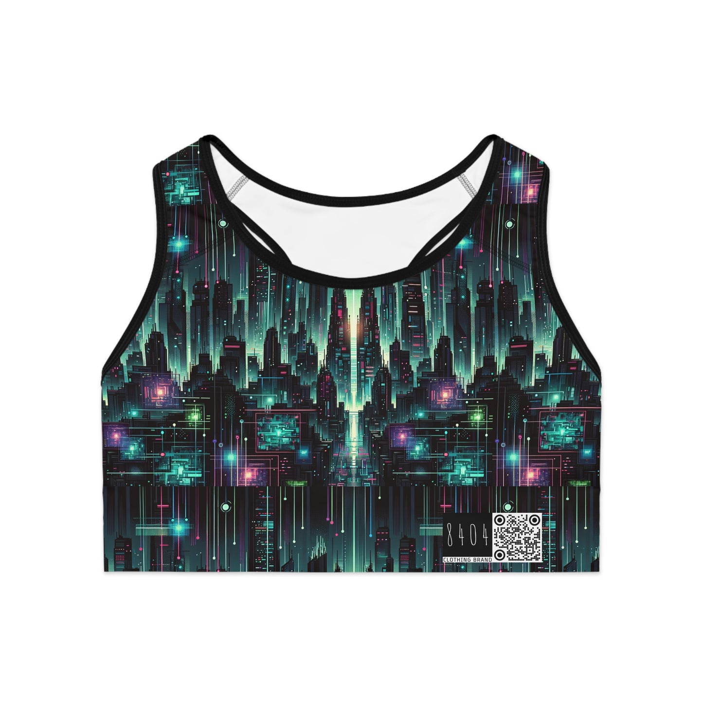 Tech Noir Graphics Cyberpunk Tech Aesthetic Sports Bra - 8404 Design-69
