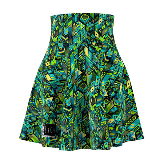 Tech-Infused Neon Tech-Forward Streetwear Women's Skater Skirt - 8404 Design-61