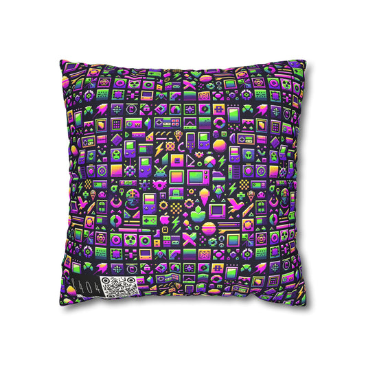 Digital Nostalgia Remix Modern Vintage Fusion Faux Suede Square Pillowcase - 8404 Design-49