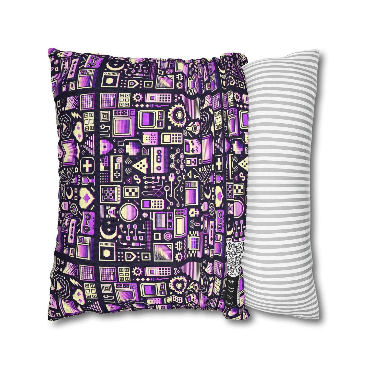 Digital Nostalgia Remix Modern Vintage Fusion Spun Polyester Square Pillowcase - 8404 Design-54