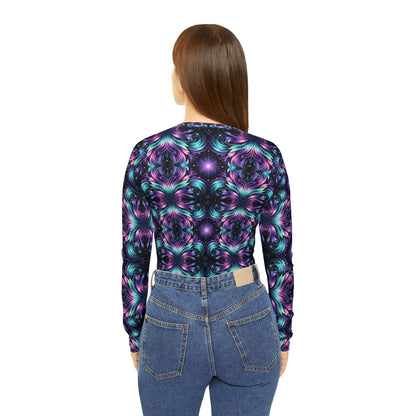 Iridescent Dream Futuristic Tech Women's Long Sleeve V-Neck Shirt - 8404 Design-60