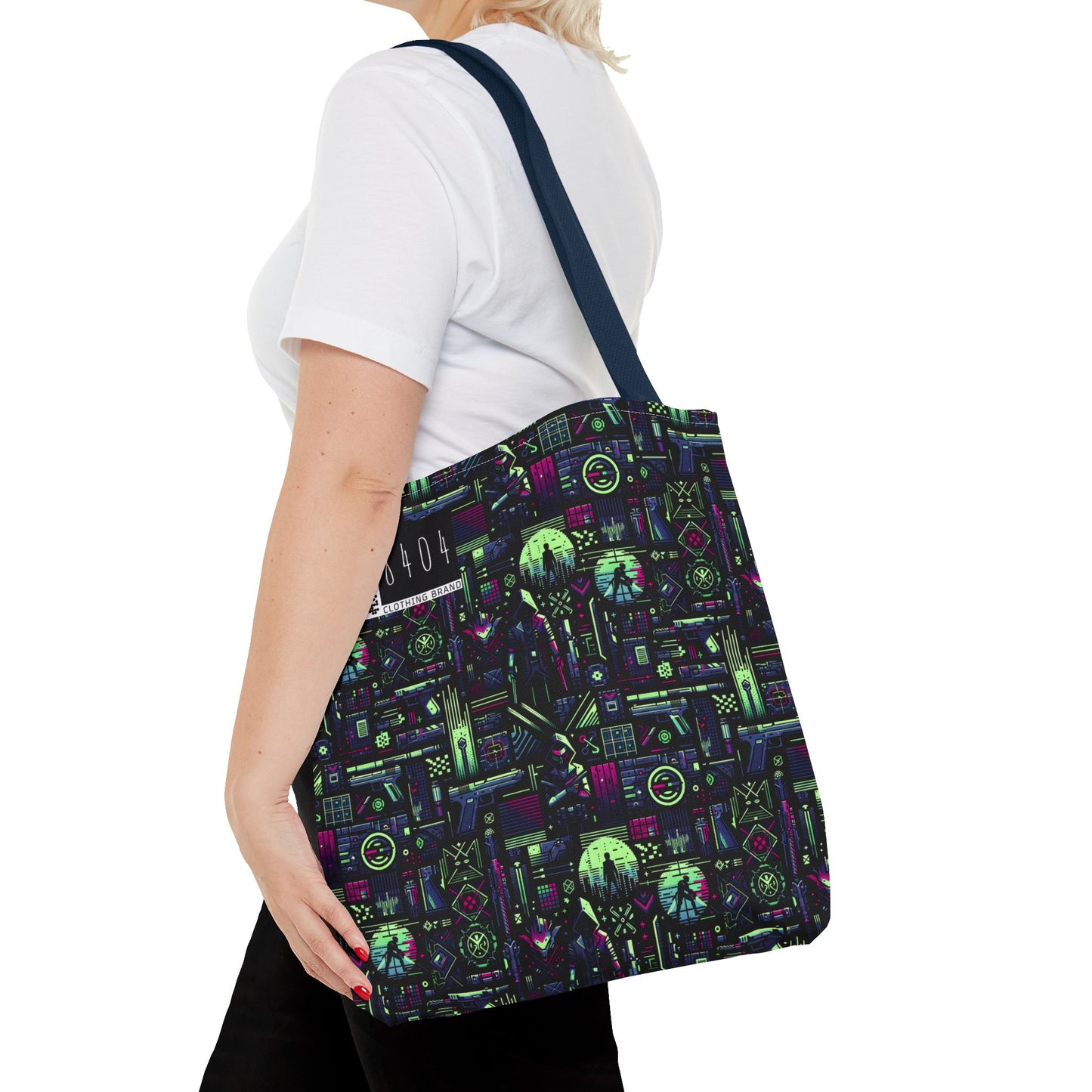 Tech Noir Futuristic Cyberpunk Tote Bag - 8404 Design-63