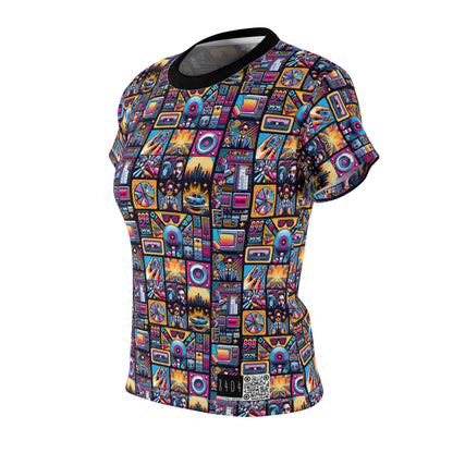 Digital Pop Culture Mashup Maximalist Pop Women's Cut & Sew Tee - 8404 Design-52