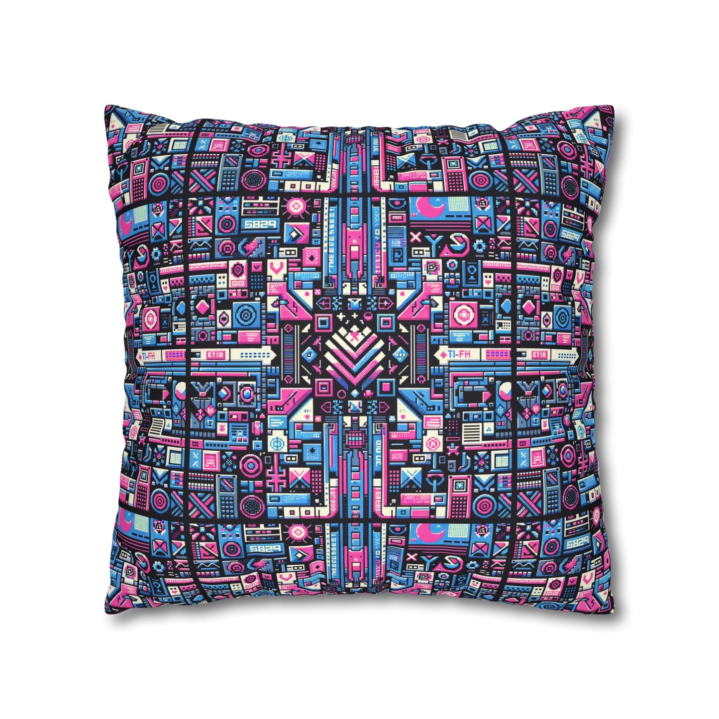 Digital Rebellion Youthful Streetwear with a Rebellious Digital Twist Spun Polyester Square Pillowcase - 8404 Design-65