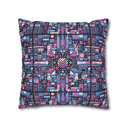 Digital Rebellion Youthful Streetwear with a Rebellious Digital Twist Spun Polyester Square Pillowcase - 8404 Design-65