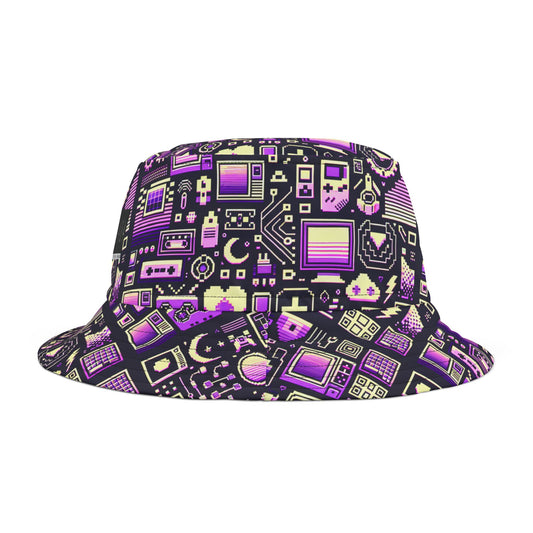 Digital Nostalgia Remix Modern Vintage Fusion Bucket Hat - 8404 Design-54