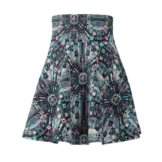 Digital Renaissance Tech-Forward Maximalism Women's Skater Skirt - 8404 Design-44