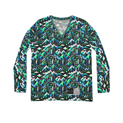 Digital Adventure Graphics Digital Explorer Women's Long Sleeve V-Neck Shirt - 8404 Design-55