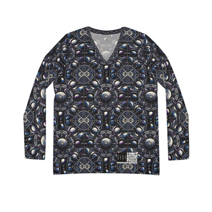 Tech Astronaut Tech-Forward Streetwear Meets Space Exploration Women's Long Sleeve V-Neck Shirt - 8404 Design-46