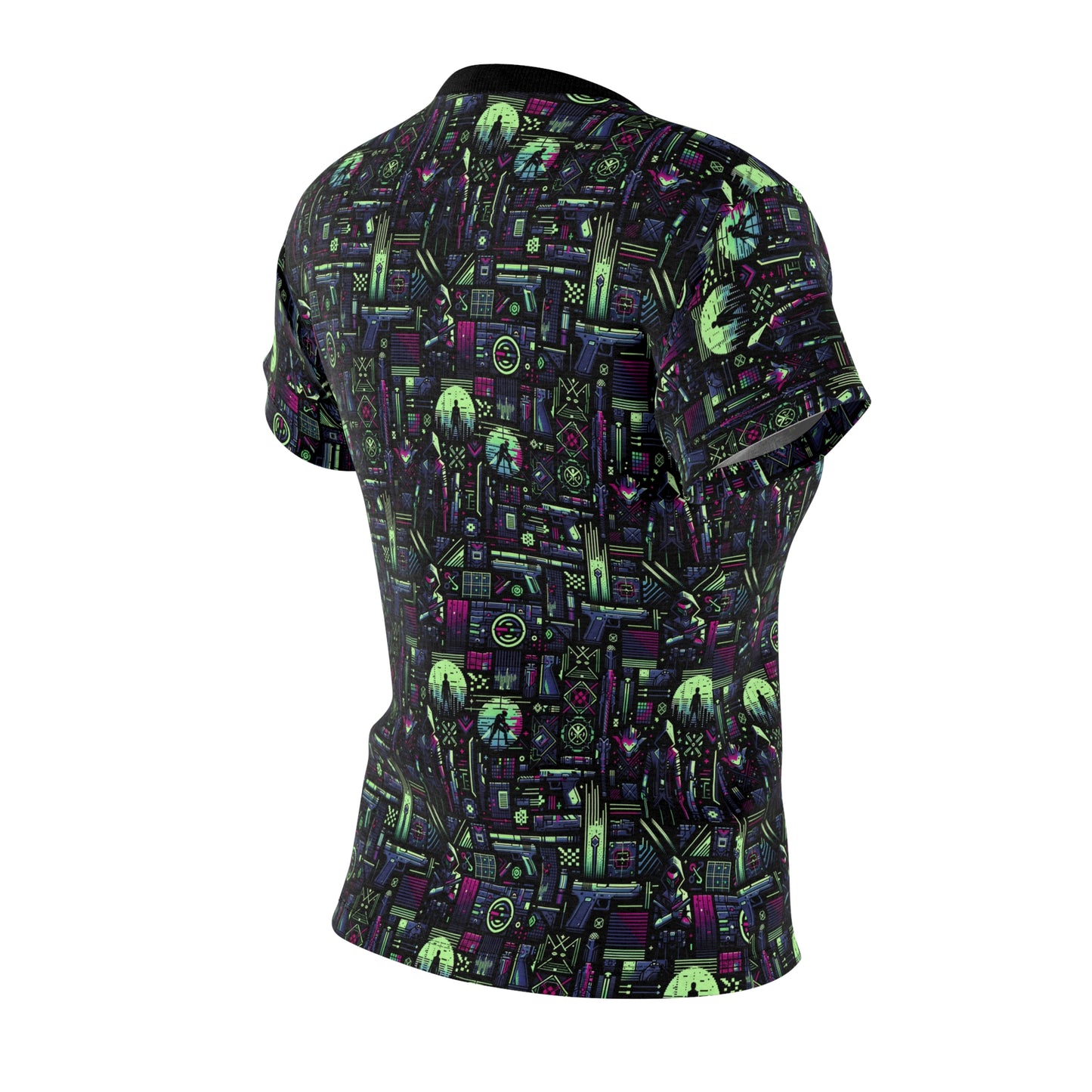Tech Noir Futuristic Cyberpunk Women's Cut & Sew Tee - 8404 Design-63