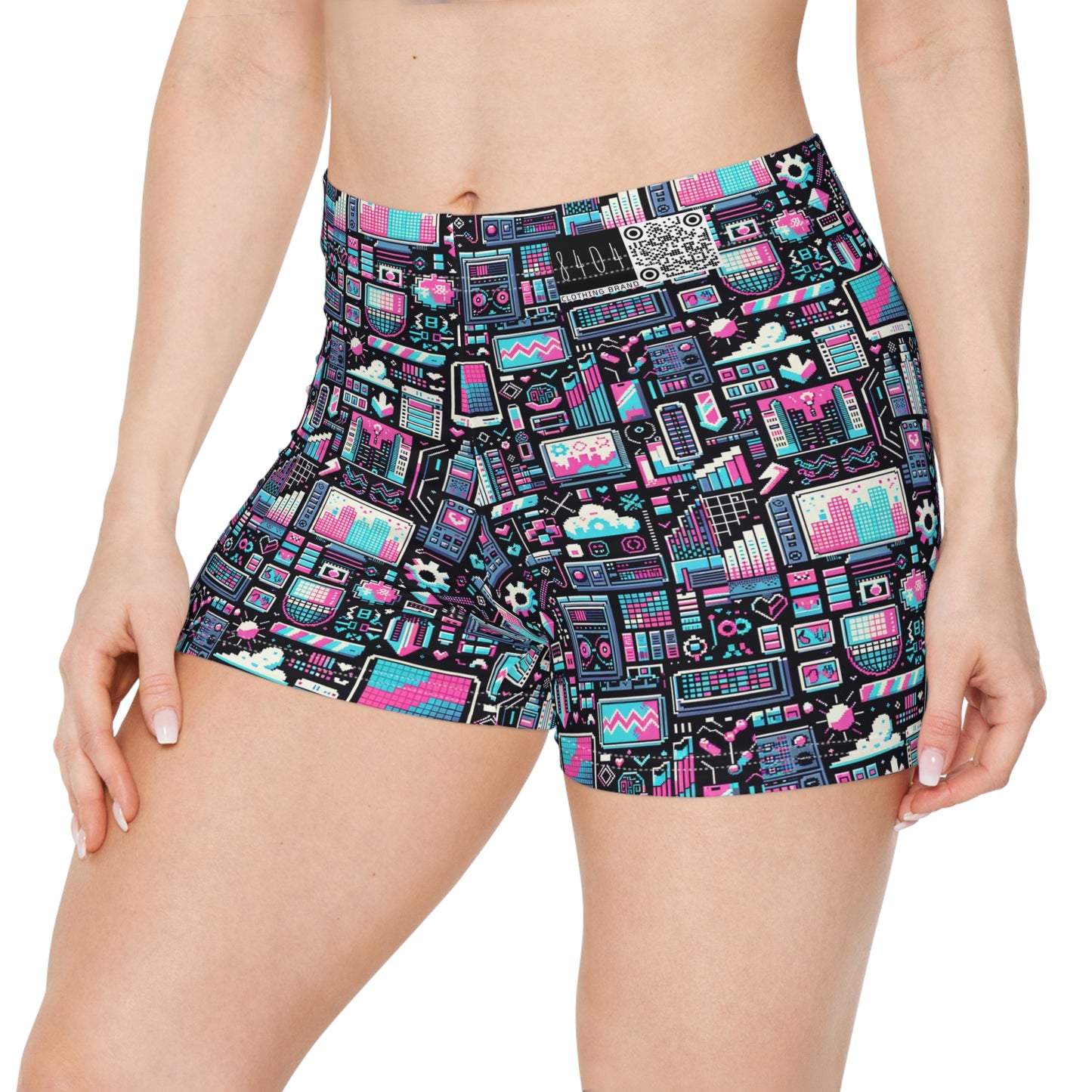 Digital Rebellion Youthful Streetwear with a Rebellious Digital Twist Women's Shorts - 8404 Design-71