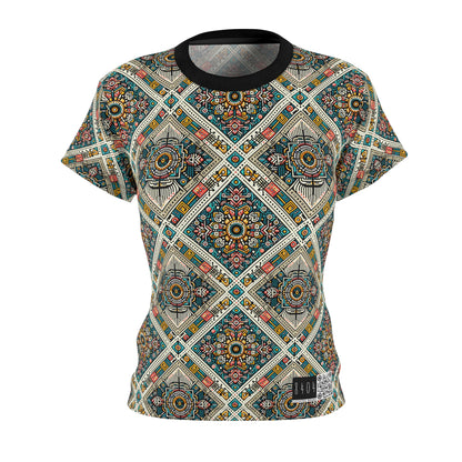 Cultural Fusion Tech Blend of Cultural Heritage With Tech-Inspired Elements Women's Cut & Sew Tee - 8404 Design-64