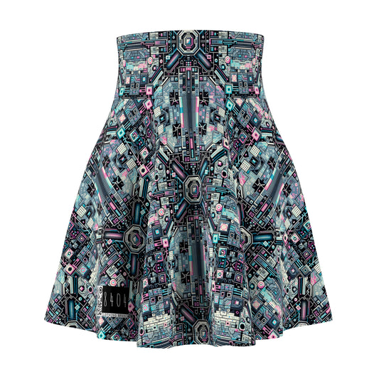Digital Renaissance Tech-Forward Maximalism Women's Skater Skirt - 8404 Design-44