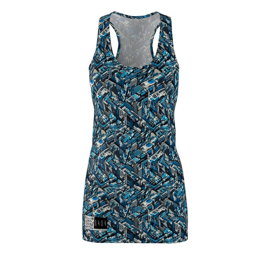 Tech Urban Camo Tech-Forward Streetwear With a Futuristic Military Edge Women's Cut & Sew Racerback Dress - 8404 Design-51
