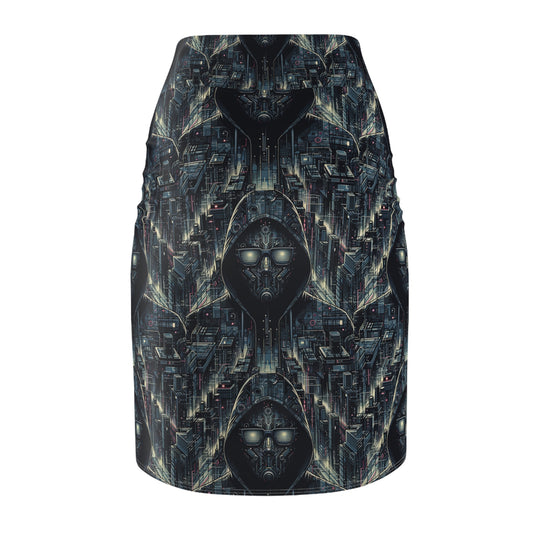 Tech Noir Aesthetics Sleek Tech Streetwear Women's Pencil Skirt - 8404 Design-56