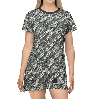 Tech Camo Fusion Tech-Forward Streetwear With a Futuristic Edge T-Shirt Dress - 8404 Design-46