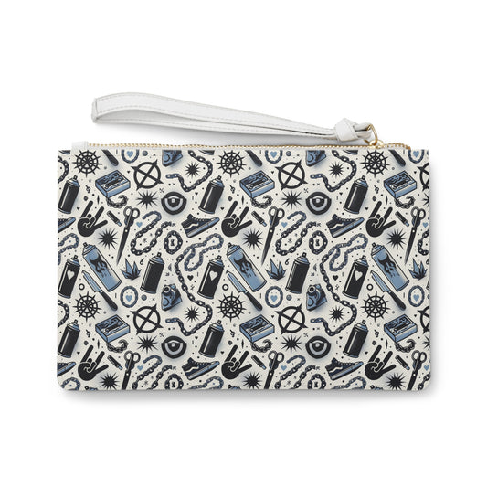Cultural Rebellion Graphics Edgy and Rebellious With a Hint of Nostalgia Clutch Bag - 8404 Design-57